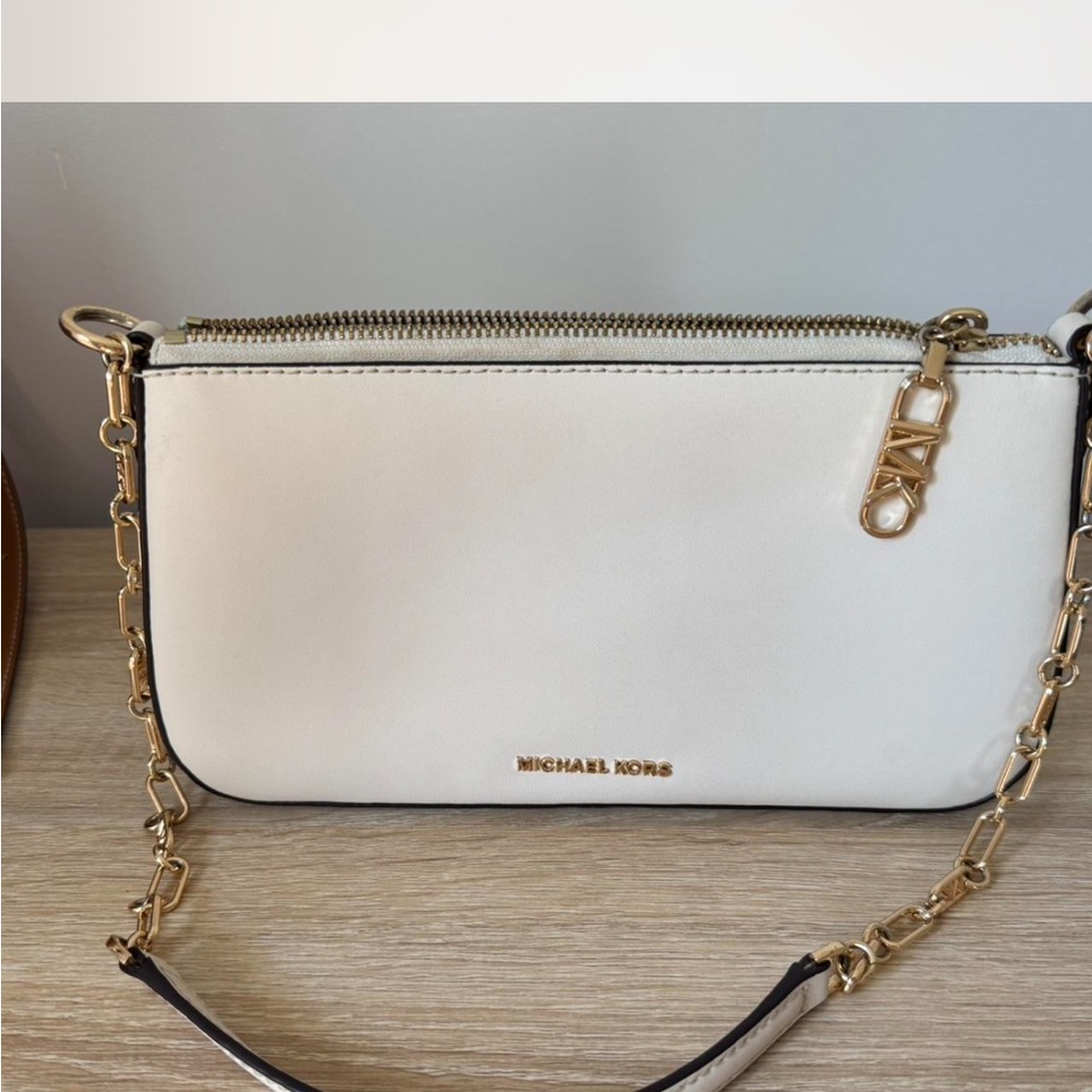 Michael Kors Cream Crossbody Bag with Gold Chain